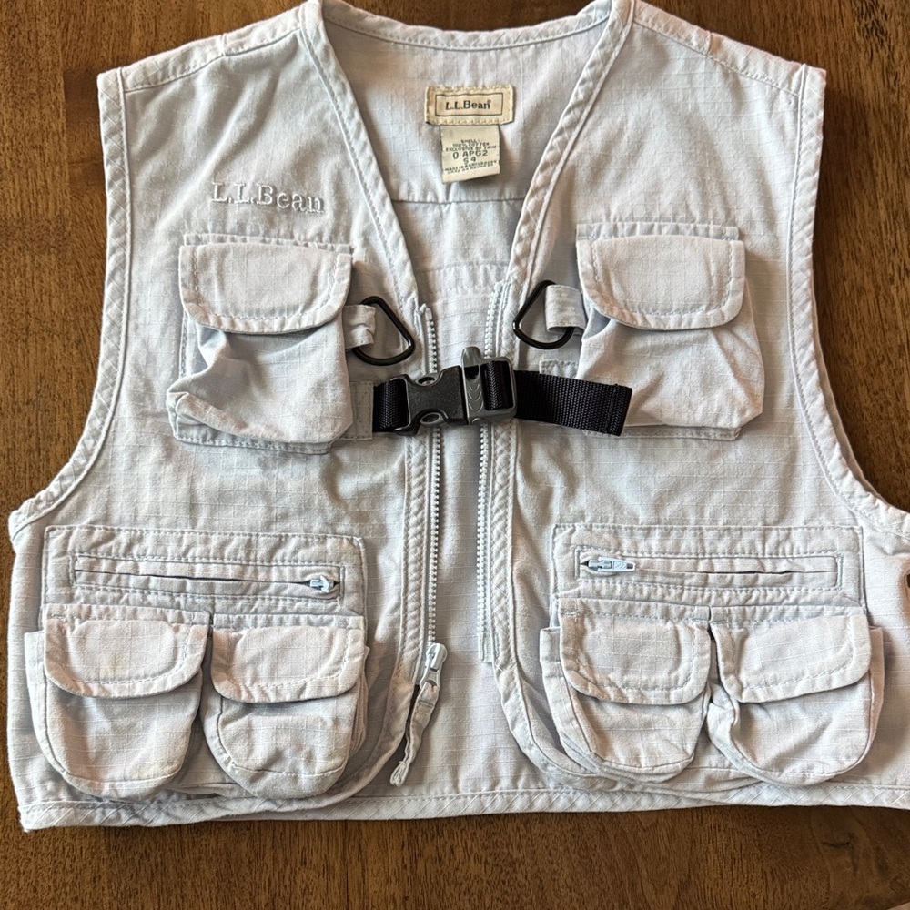 Boys L.L.Bean Pale Gray Multi-Pocket Outdoor Vest